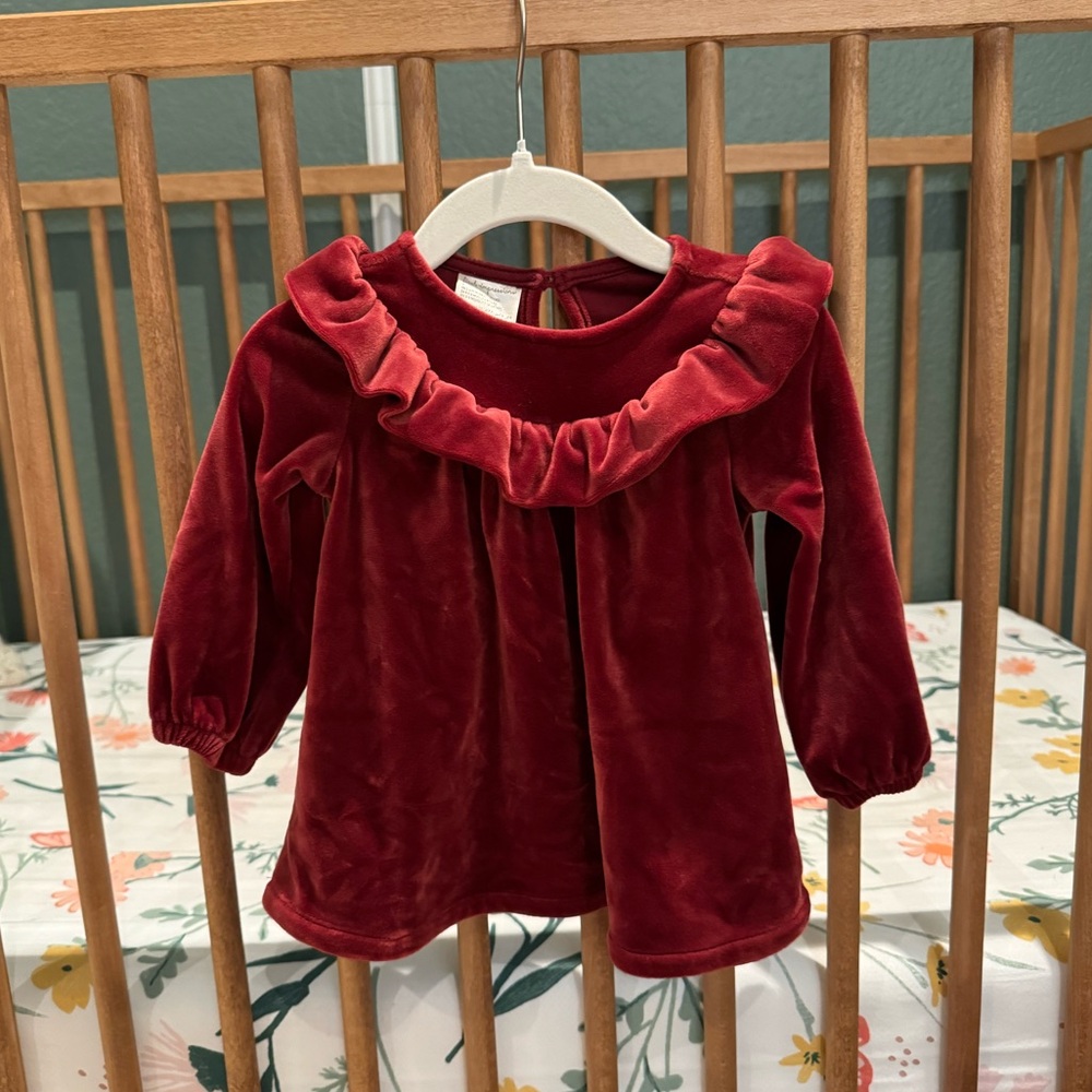 Baby red velvet dress NWOT
